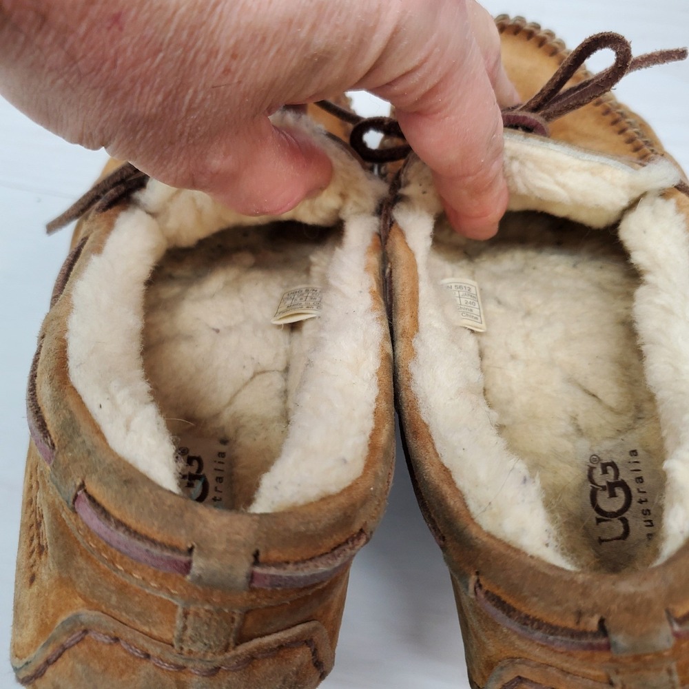 UGG Australia Ansley Moccasin Slippers Womens Size 7 Suede Leather Lined Loafers - Picture 11 of 16